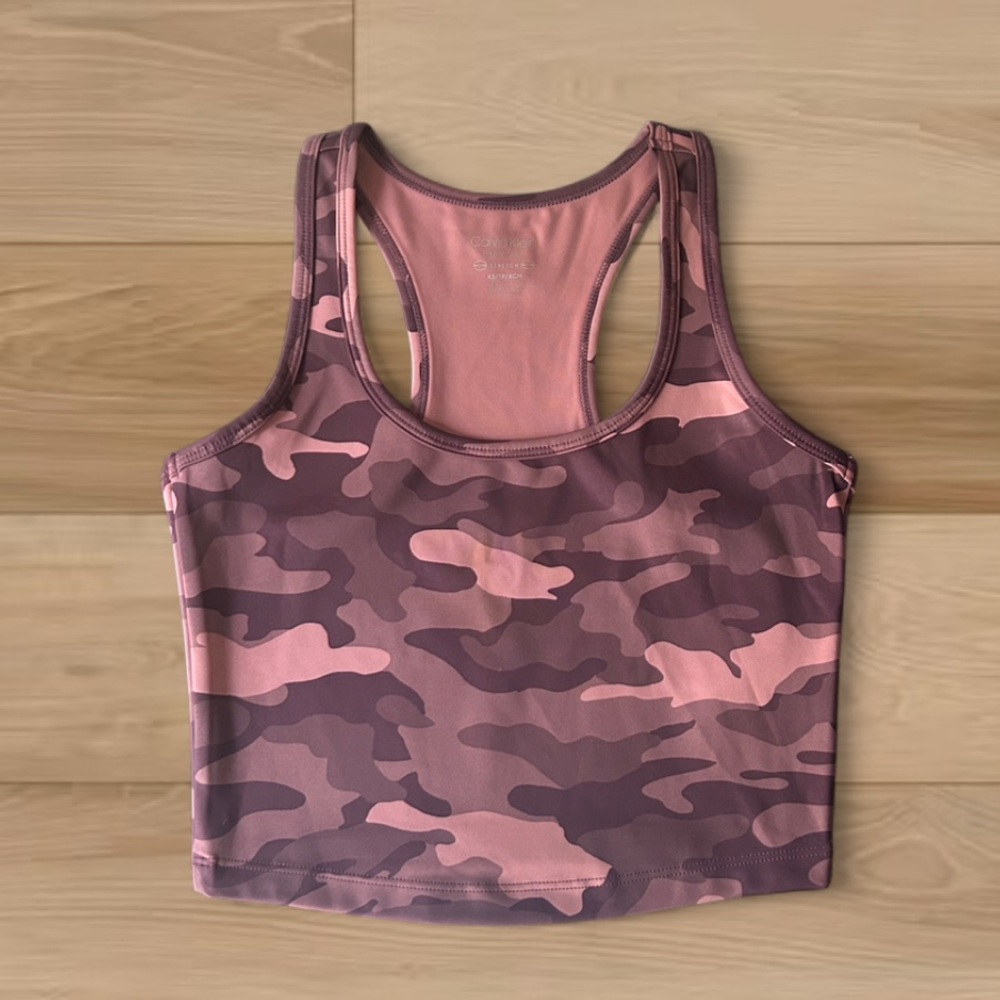 🪖Calvin Klein Camouflage Crop Top Maroon XS NWT